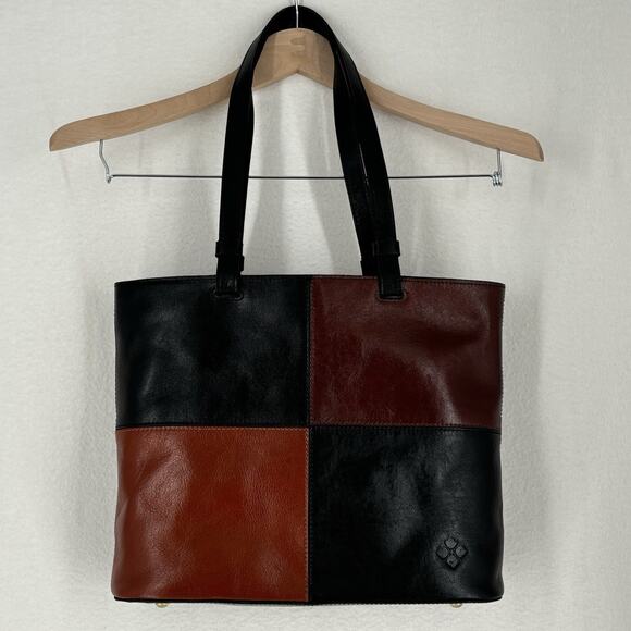Patricia Nash Tote Bag Danville Colorblock Black British Tan Leather NWT Purse - Picture 2 of 11